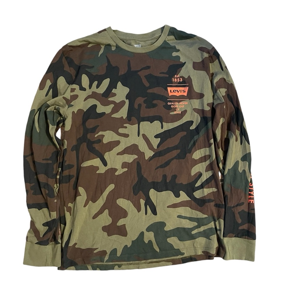 Levi's Men's/Unisex Camouflage With Orange Graphic, Long Sleeve T Shirt - Picture 1 of 7